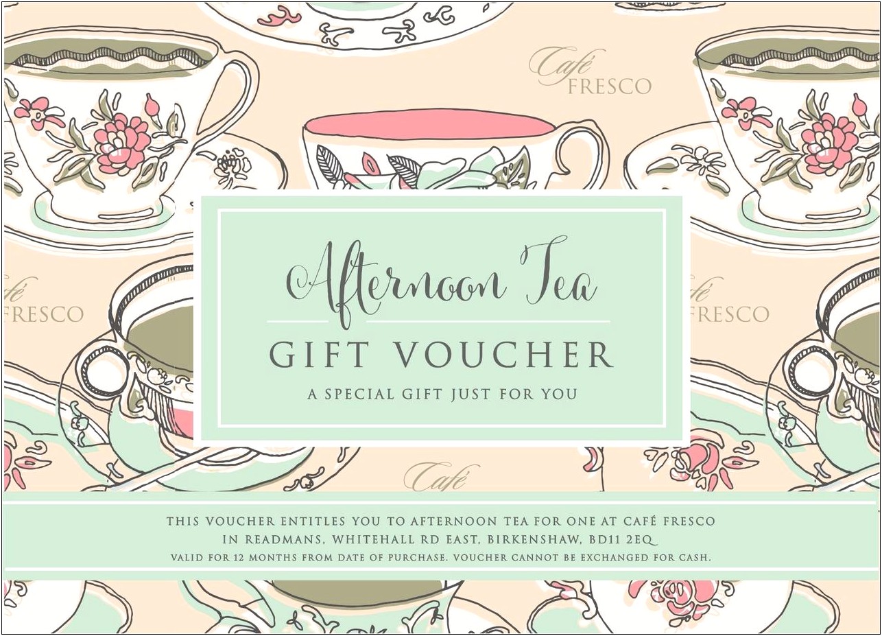 Free Afternoon Tea Gift Voucher Template