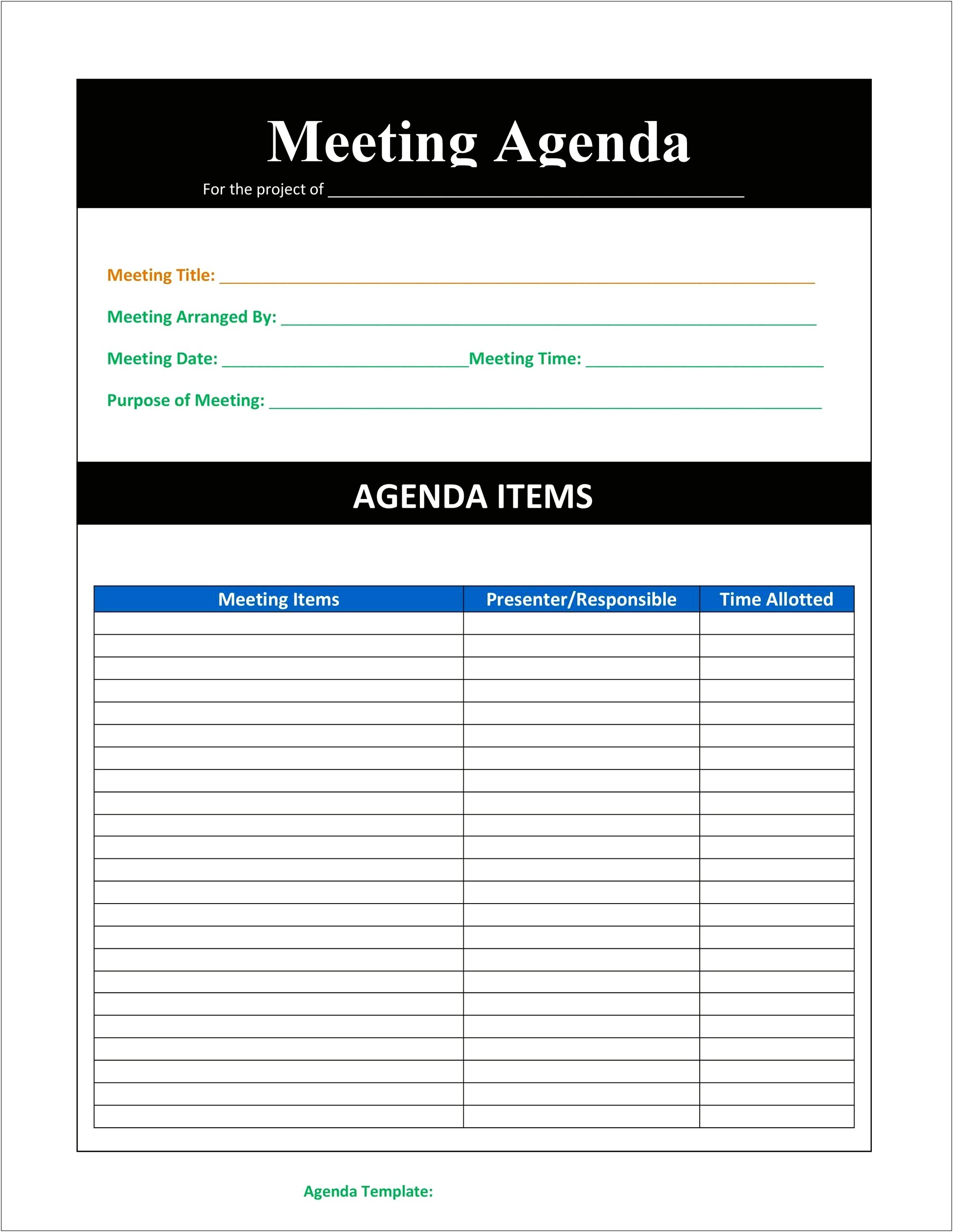 Free Agenda Template For Meetings Word