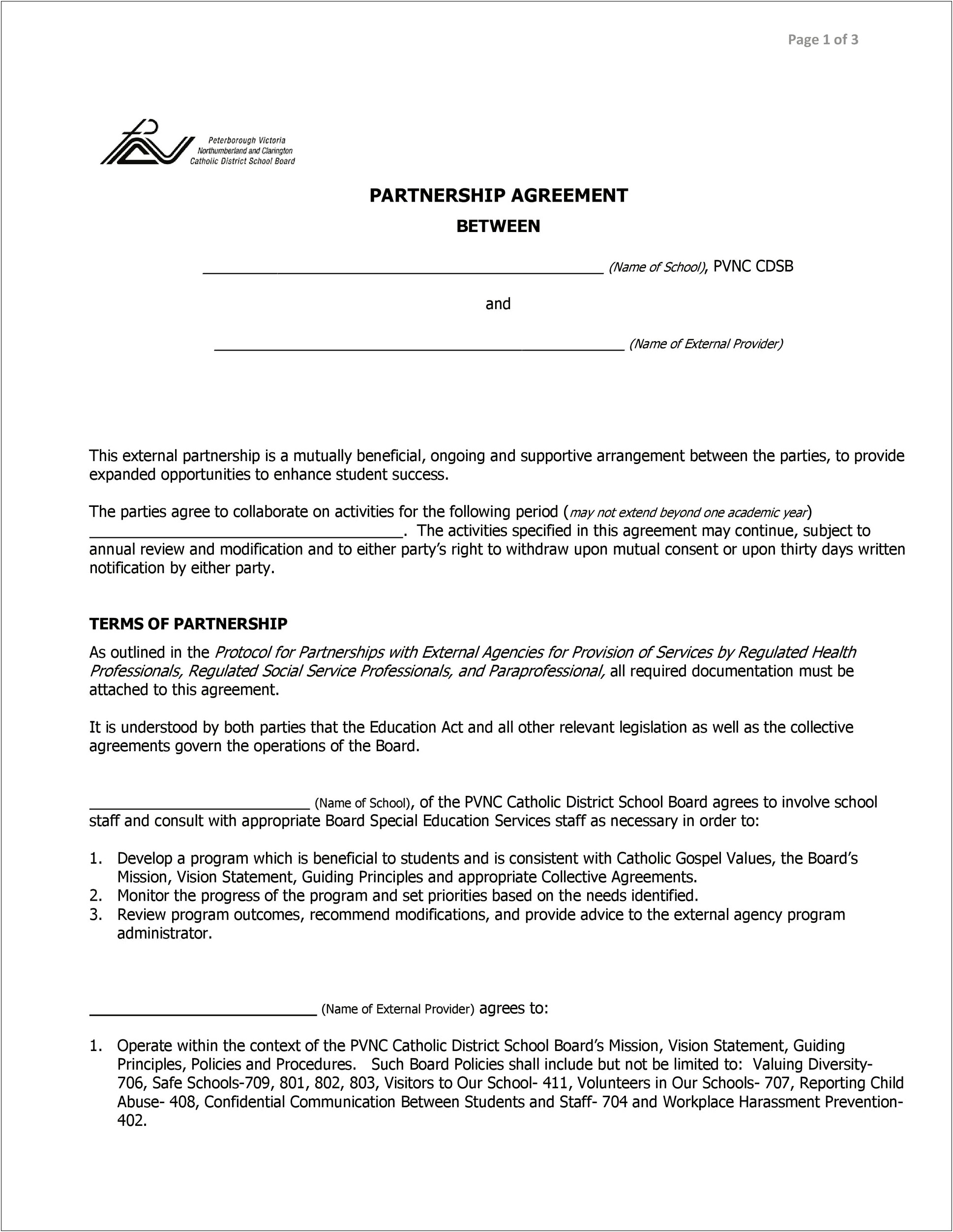 Free Agreement Template Between Two Parties