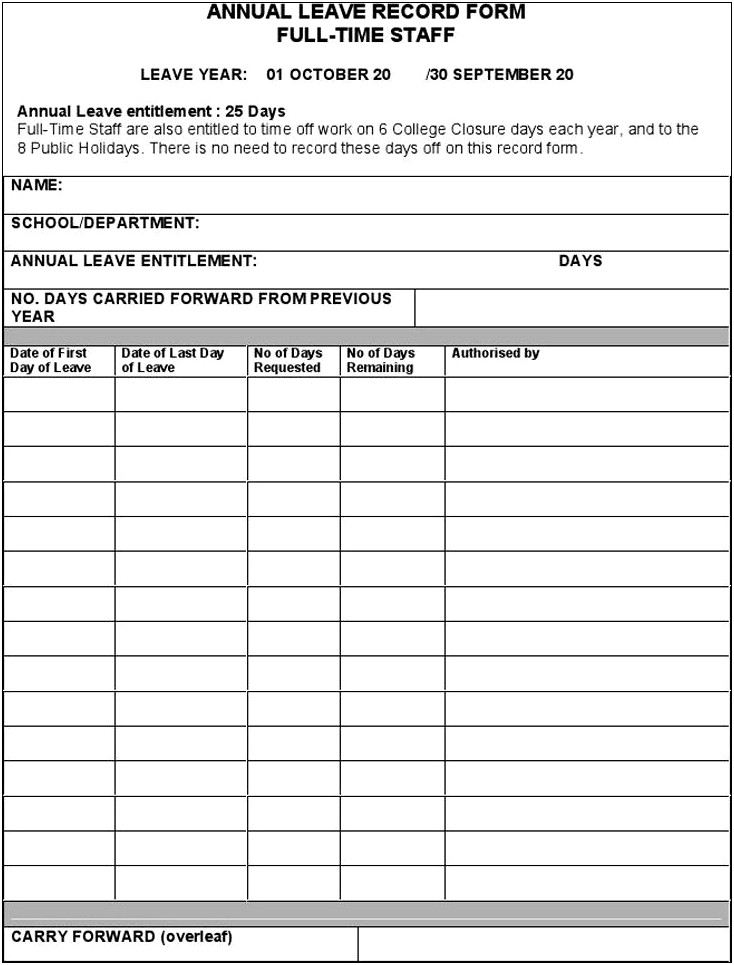Free Annual Leave Form Template Download