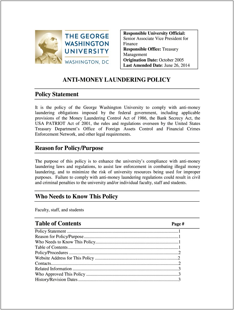 Free Anti Money Laundering Policy Template