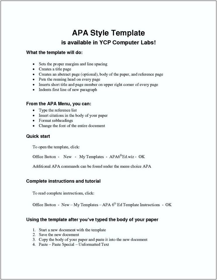 Free Apa Format Template For Word