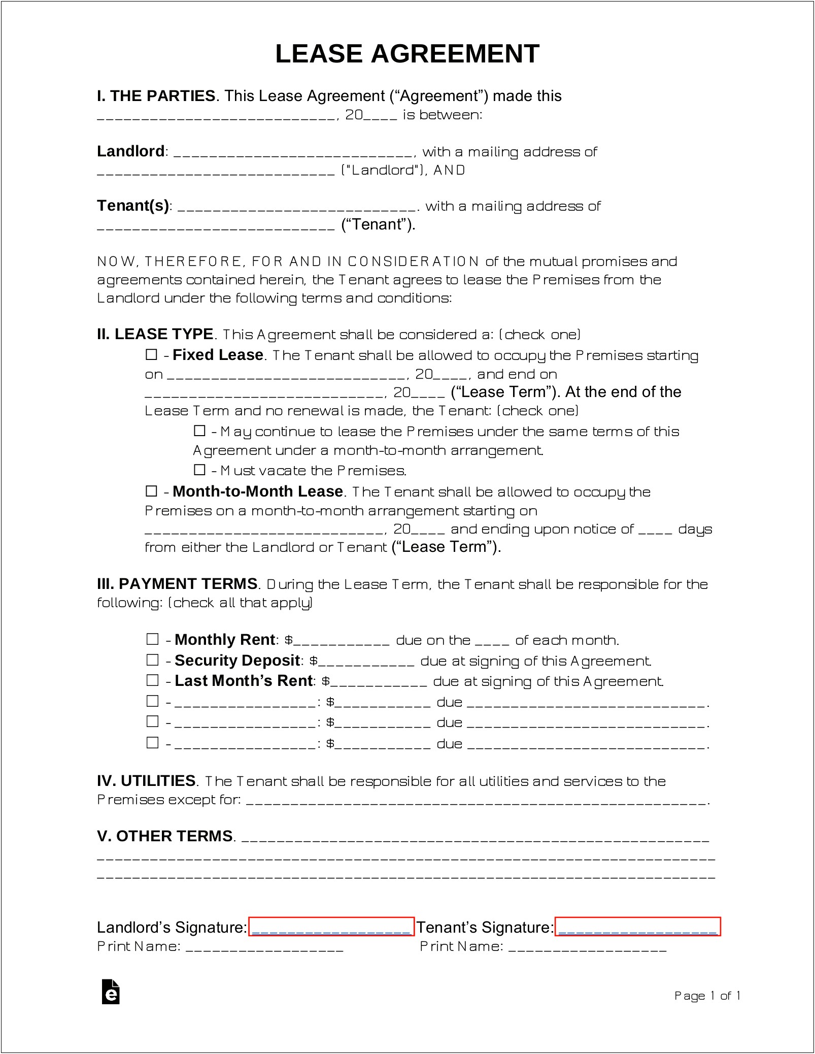 Free Apartment Lease Agreement Template Word