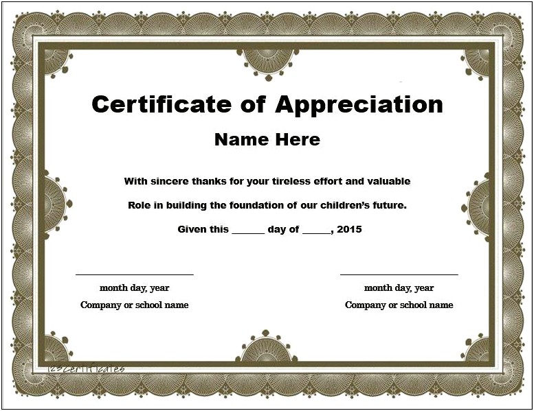 Free Appreciation Certificate Template For Children's