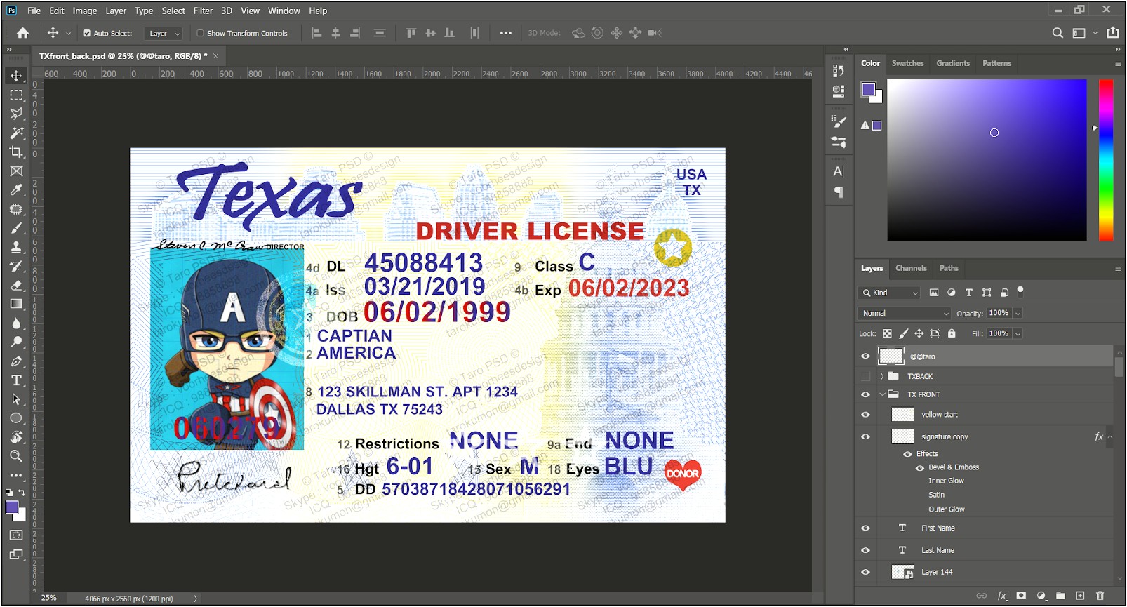 Free Arizona Drivers License Template Photoshop