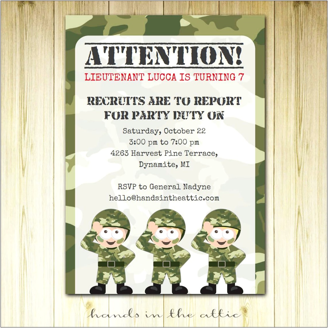 Free Army Birthday Party Invitation Template