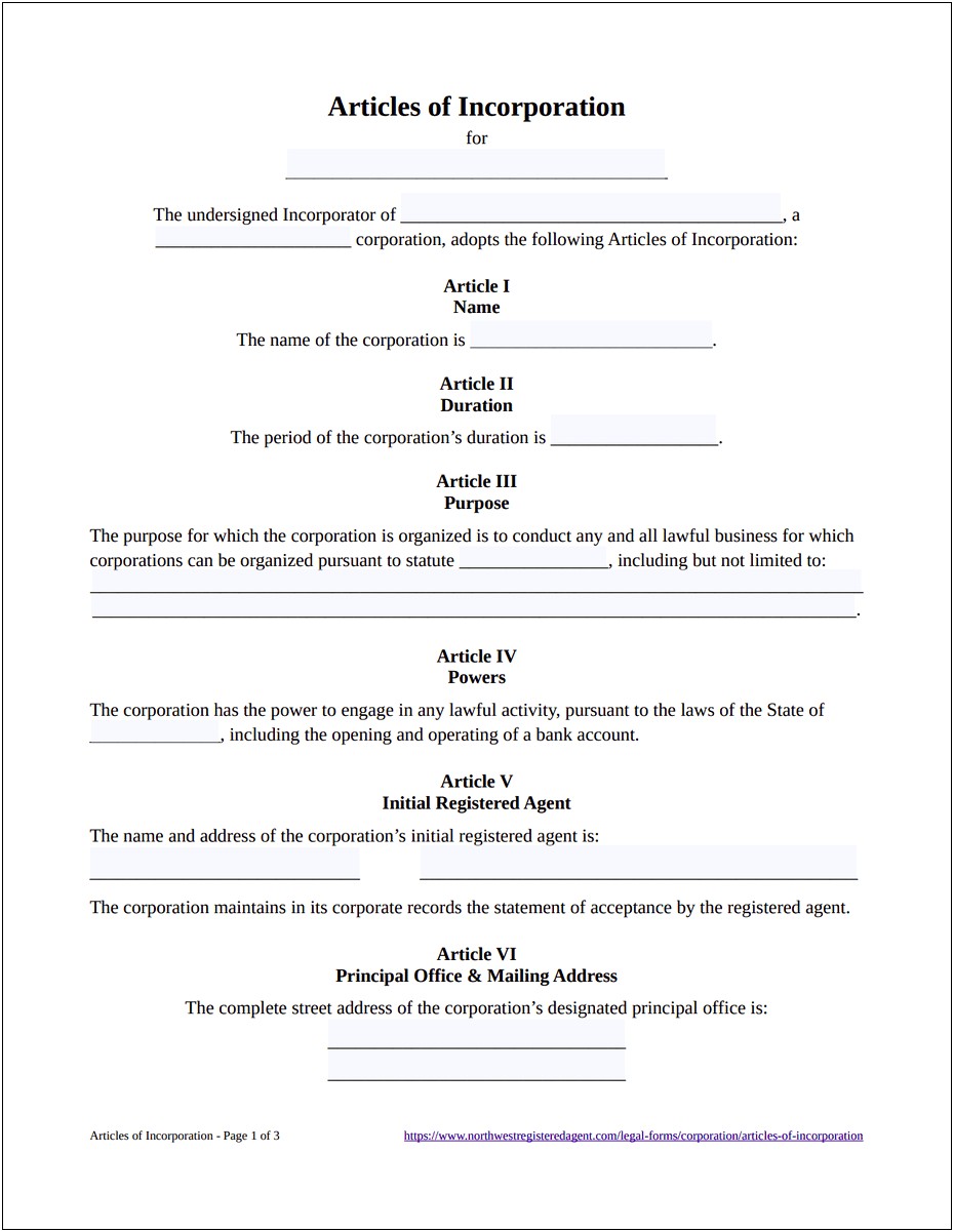 Free Articles Of Organization For Kansas Template