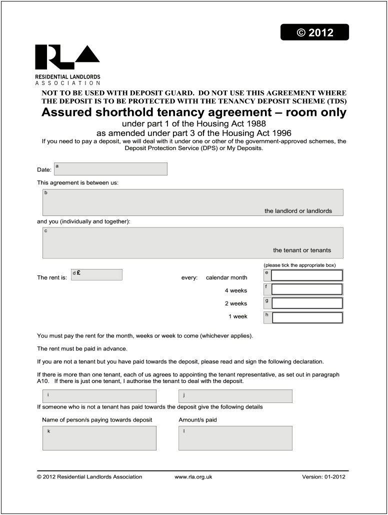 Free Assured Shorthold Tenancy Agreement Template Word