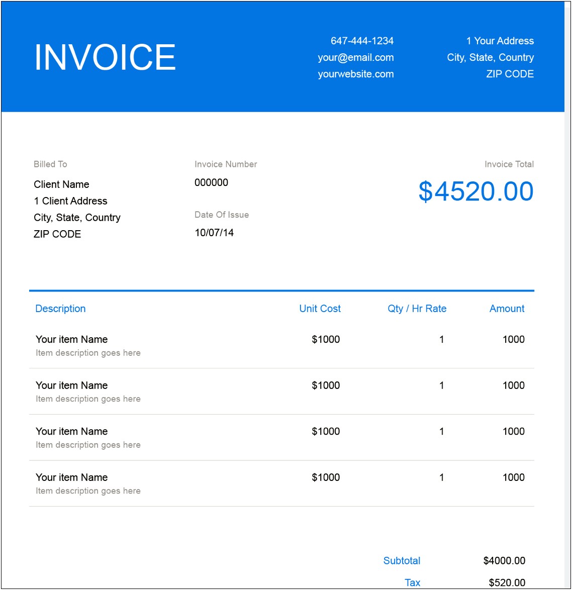 Free At&t Bill Invoice Template Printable