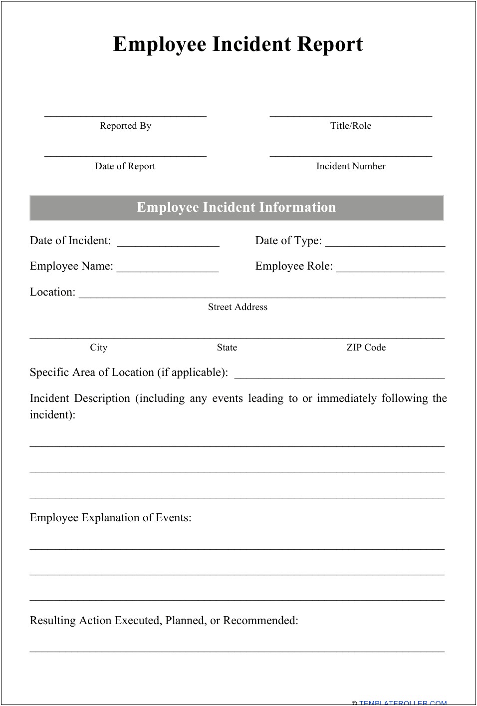 Free Auto Accident Report Form Template