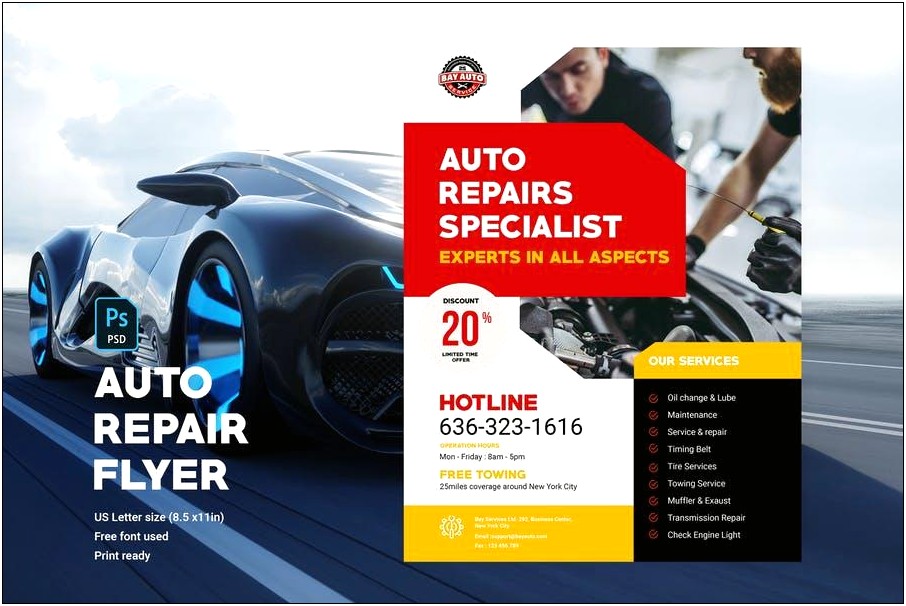 Free Auto Repair Flyer Template Psd