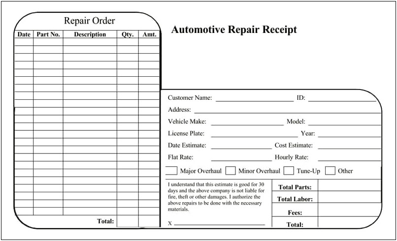 Free Auto Repair Invoice Template Word