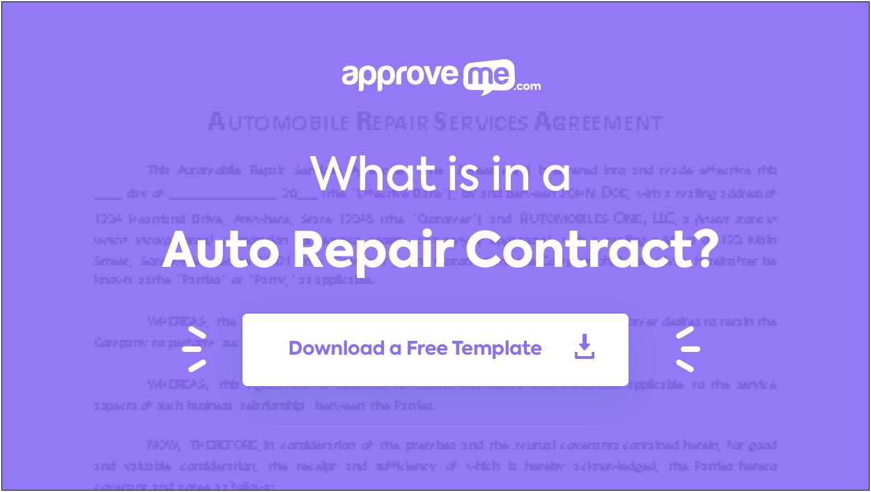 Free Automotive Repair Customer Monthly Payment Contract Template