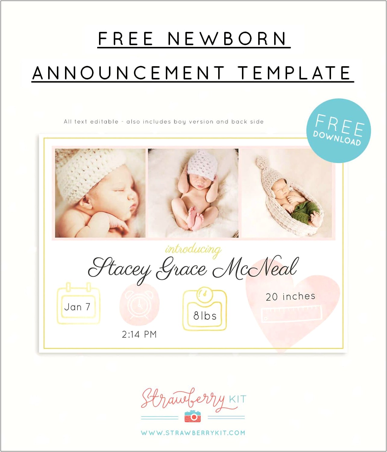 Free Baby Boy Announcement Templates Photoshop