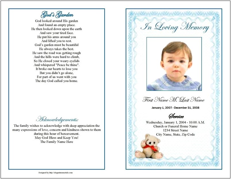 Free Baby Memorial Service Program Template
