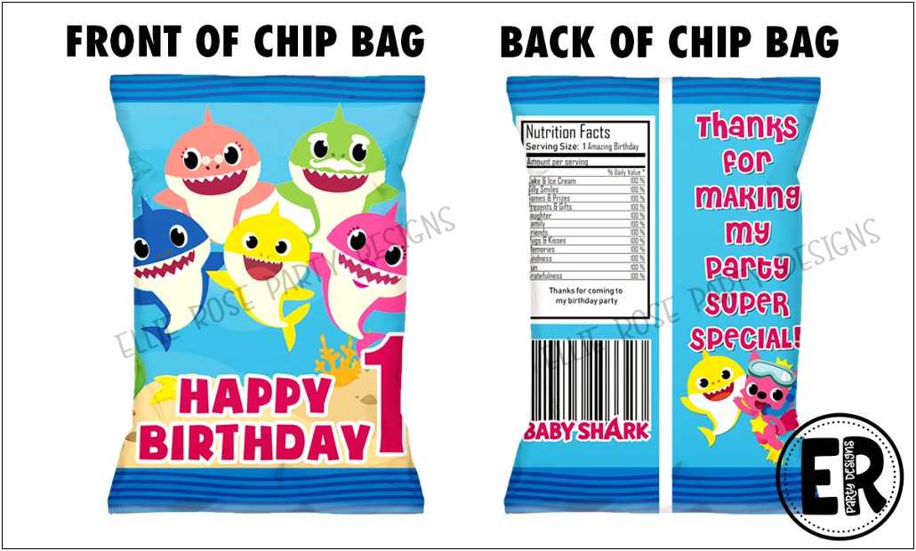 Free Baby Shark Chip Bag Template