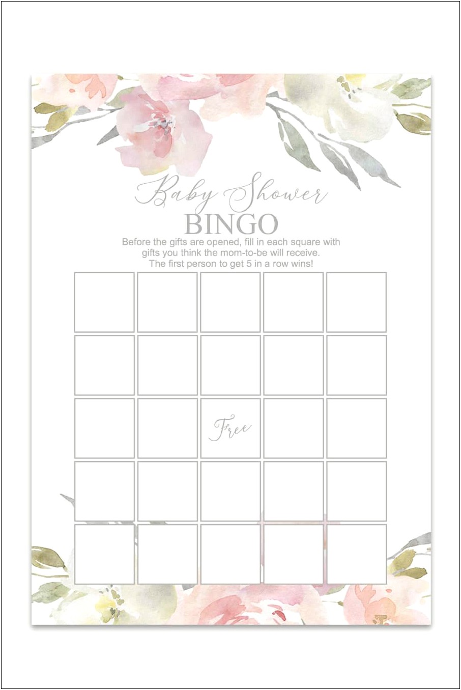Free Baby Shower Blank Bingo Card Template