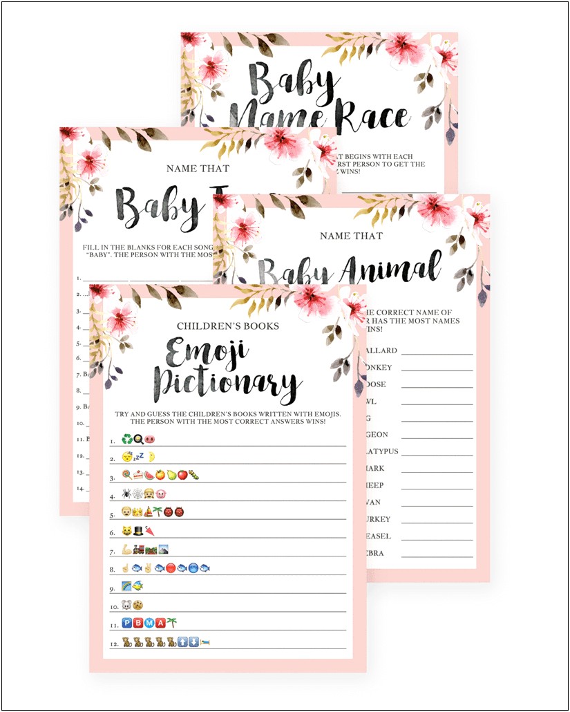 Free Baby Shower Game Templates Floral