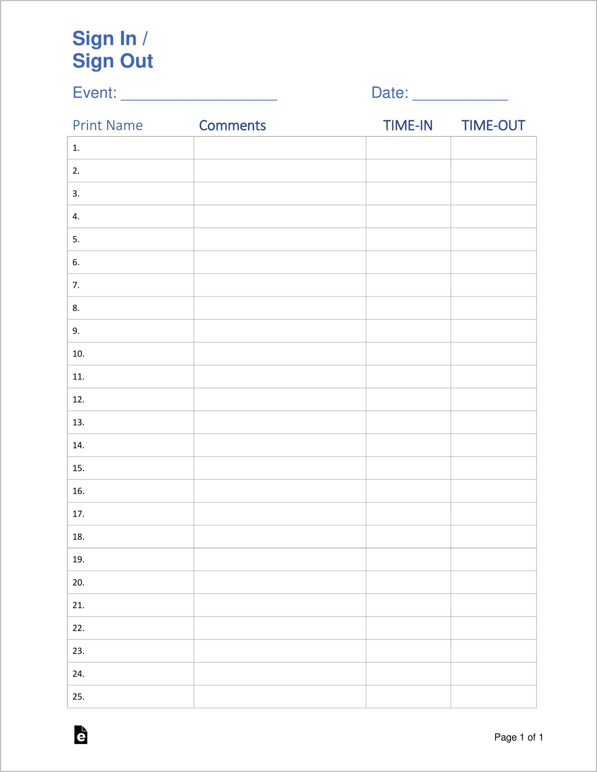 Free Baby Shower Guest Sign In Sheet Template