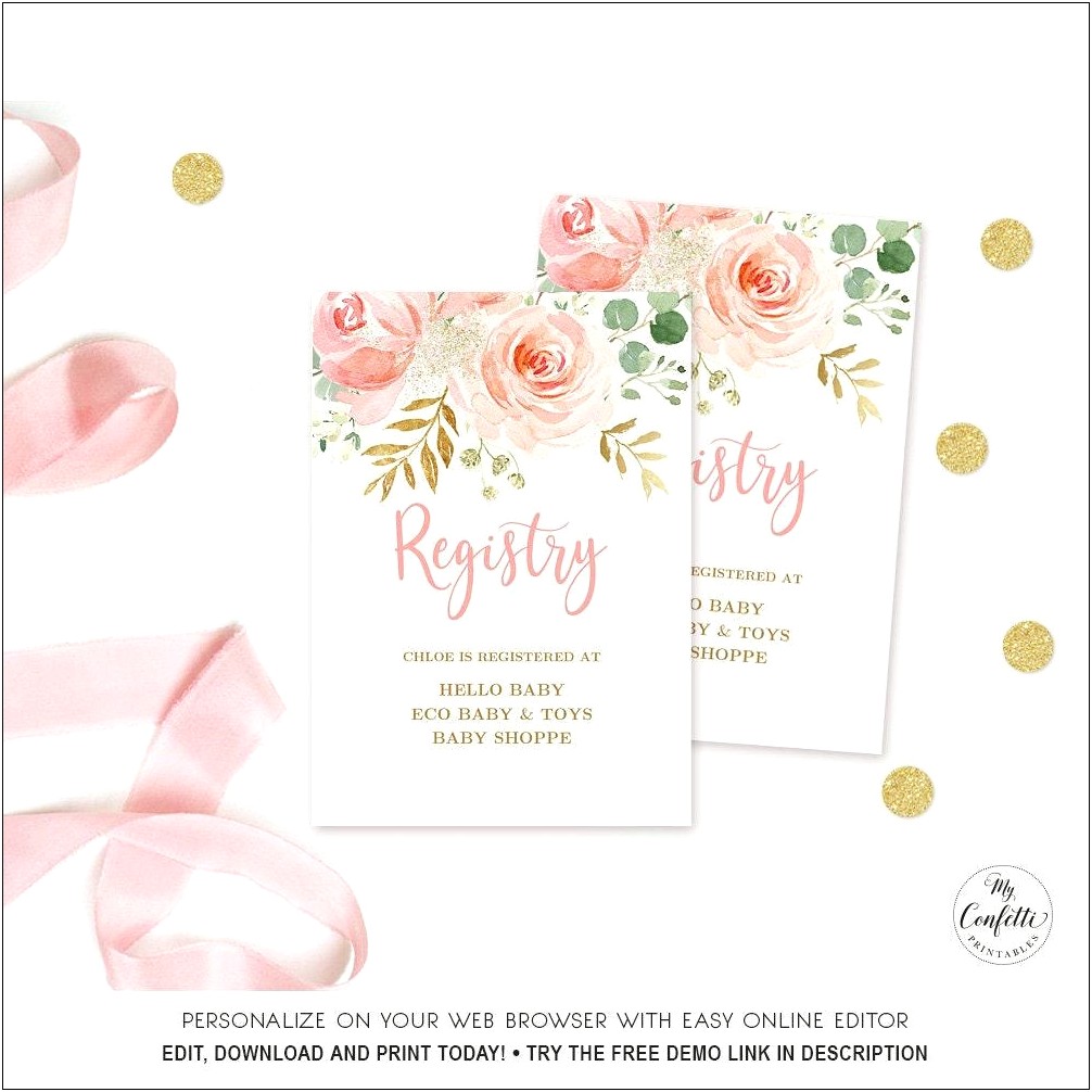 Free Baby Shower Registry Cards Template