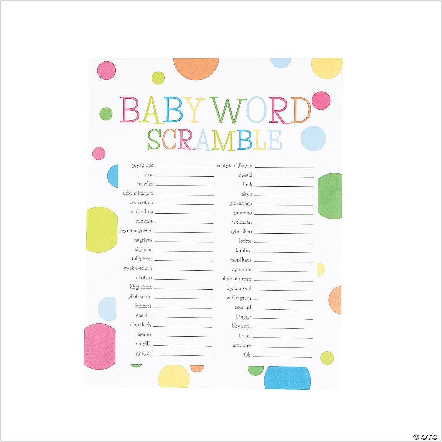 Free Baby Shower Word Search Template