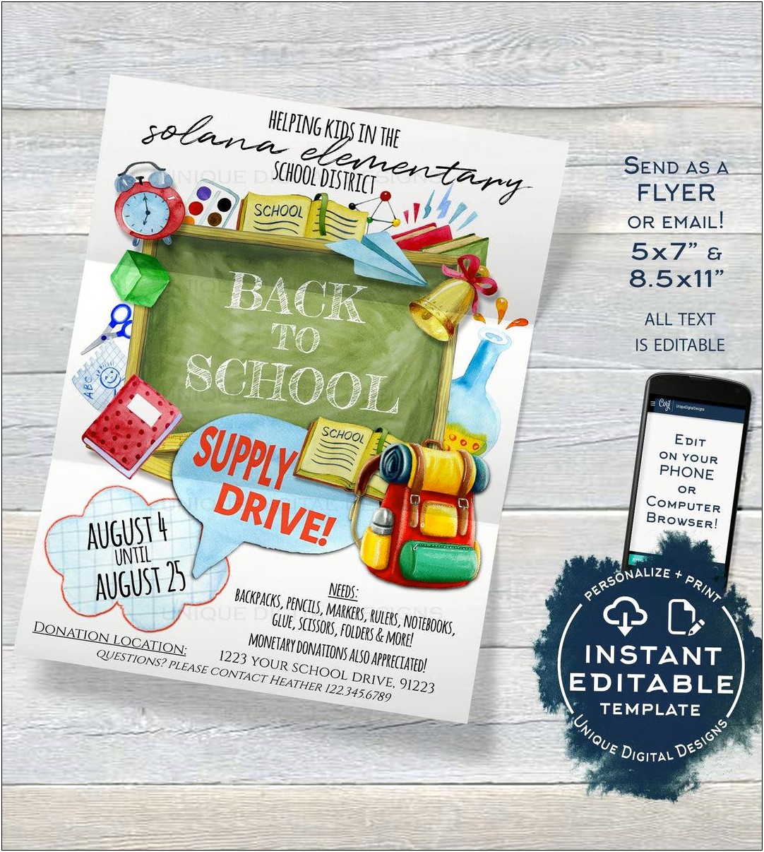 Free Back To School Drive Flyer Template