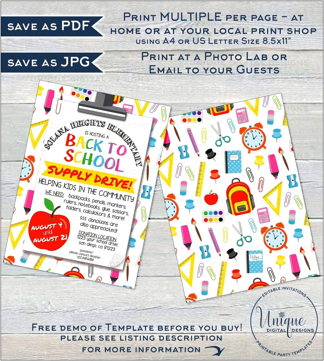 Free Back To School Supply Drive Flyer Template