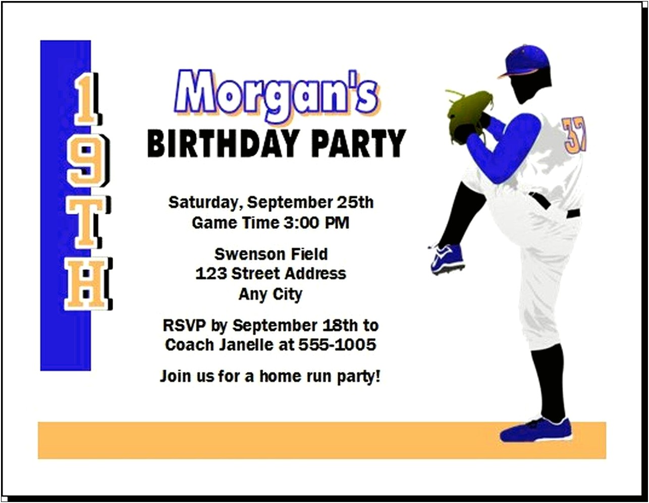 Free Baseball Birthday Party Invitation Template