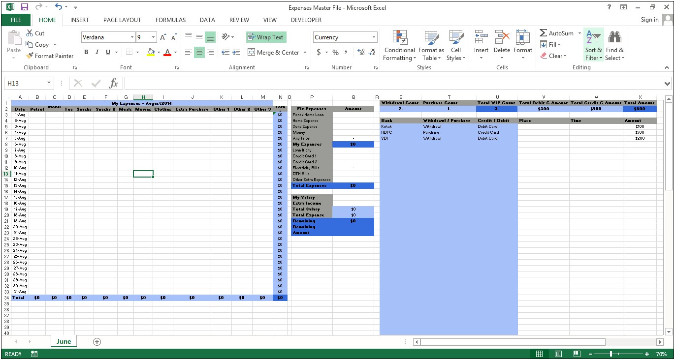 Free Basic Monthly Expense Report Template Excel