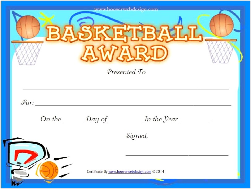 Free Basketball Certificate Of Achievement Templates