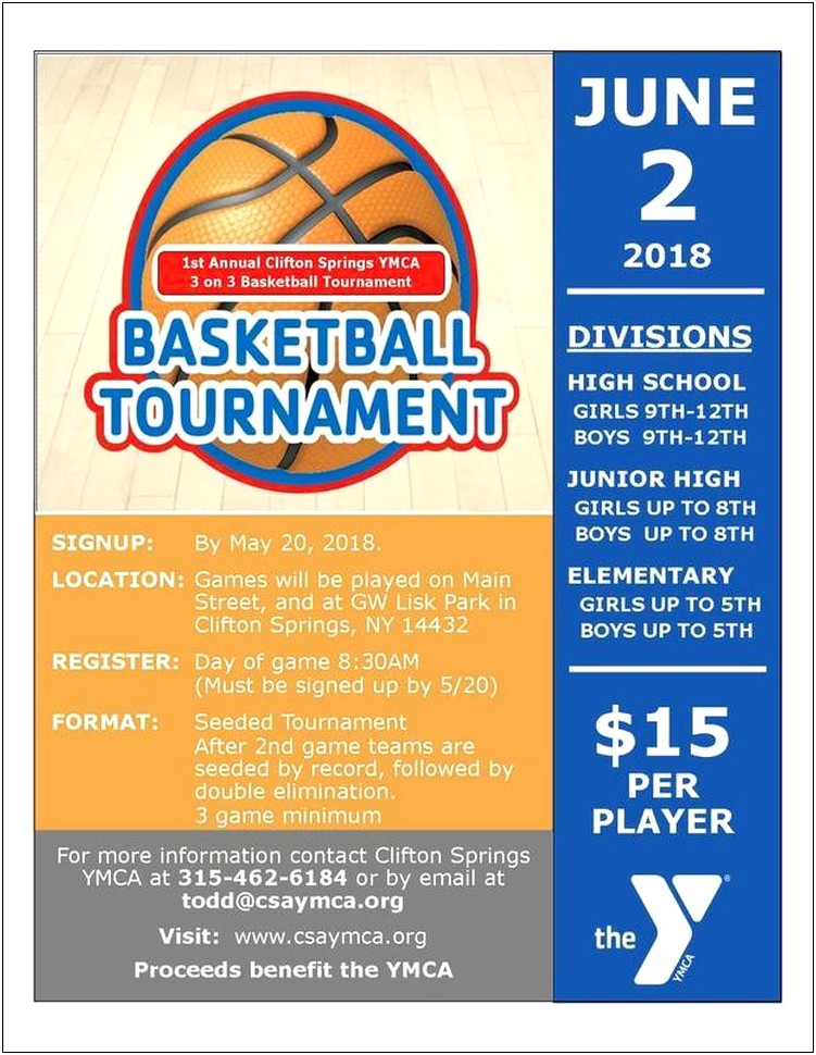 Free Basketball Tournament Registration Form Template