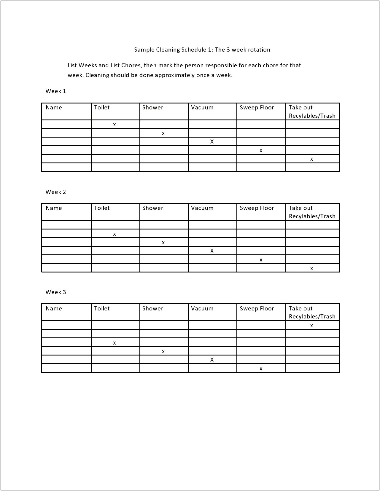 Free Bathroom Rules Cleaning Log Template