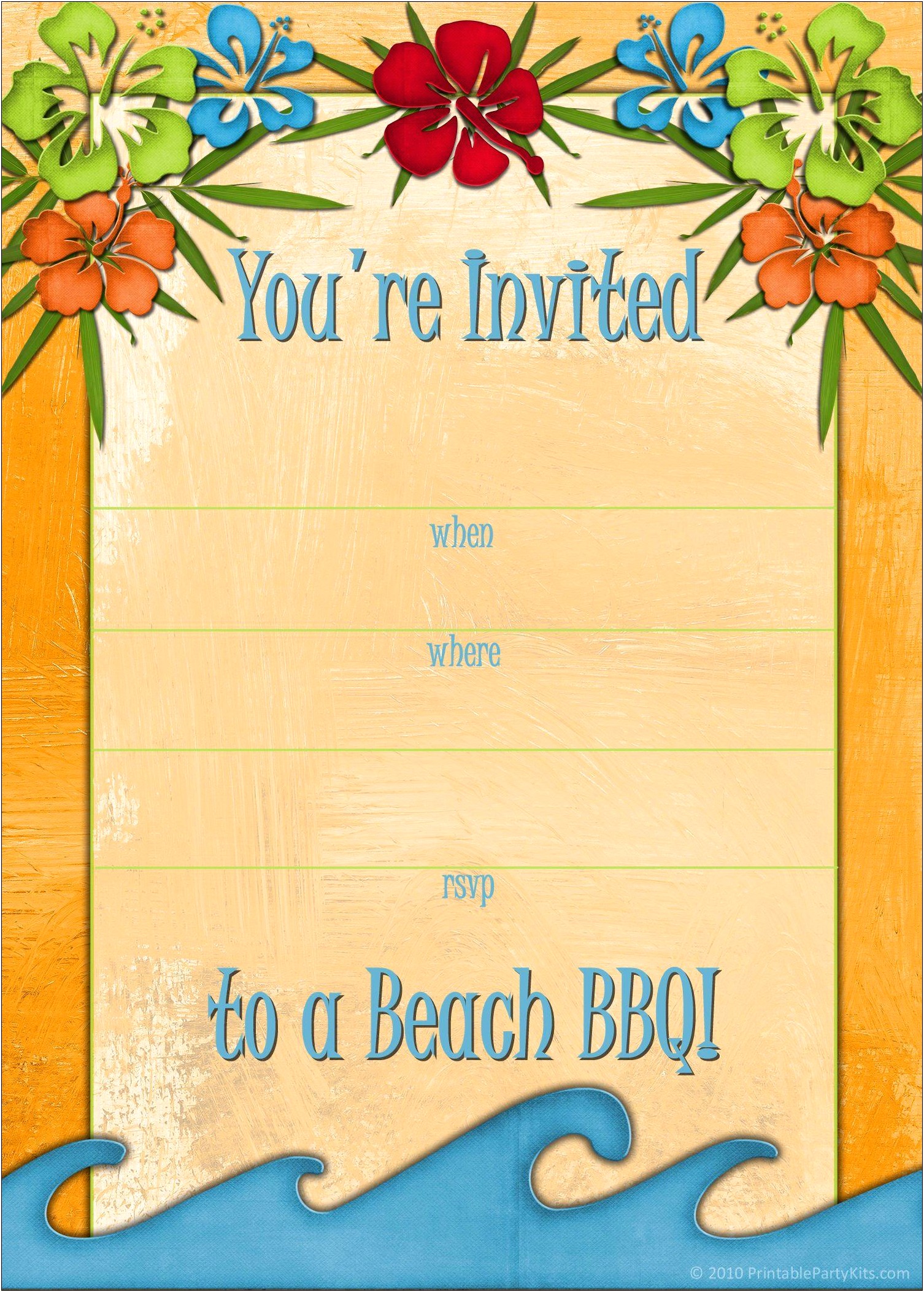 Free Beach Birthday Party Invitation Template