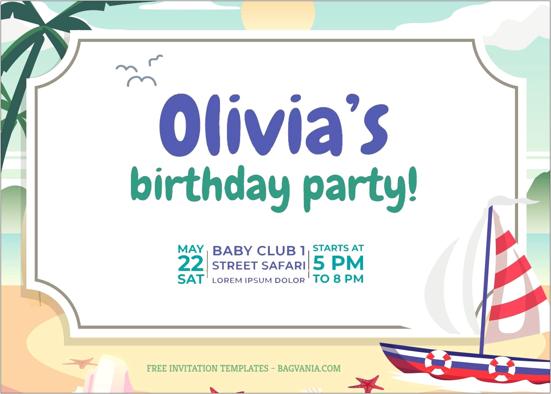 Free Beach Birthday Party Invitation Templates