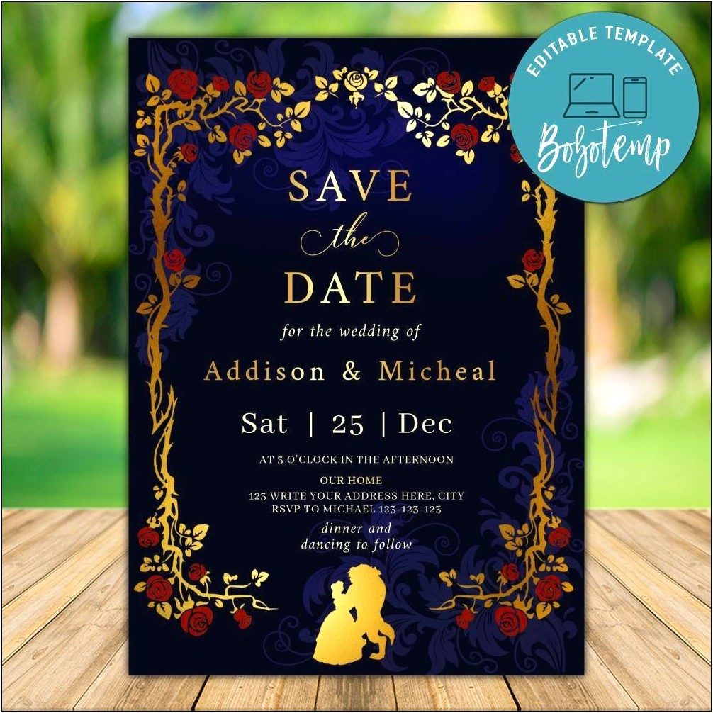 Free Beauty And The Beast Template Invites