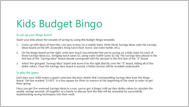 Free Bingo Excel Templates For Teachers