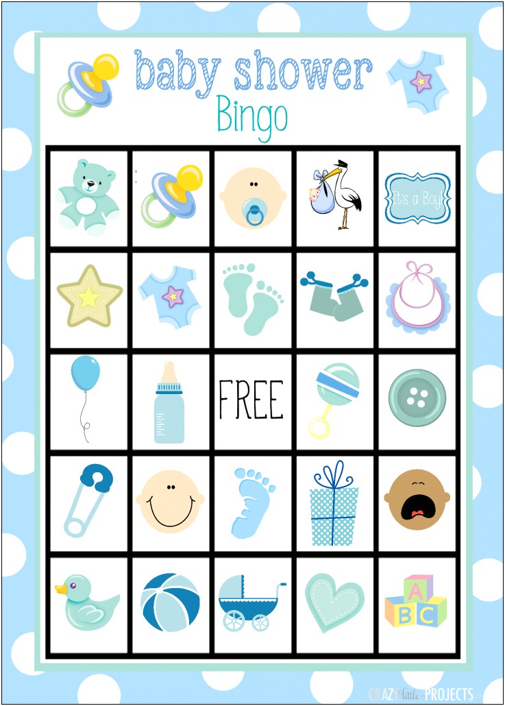 Free Bingo Template For Baby Shower