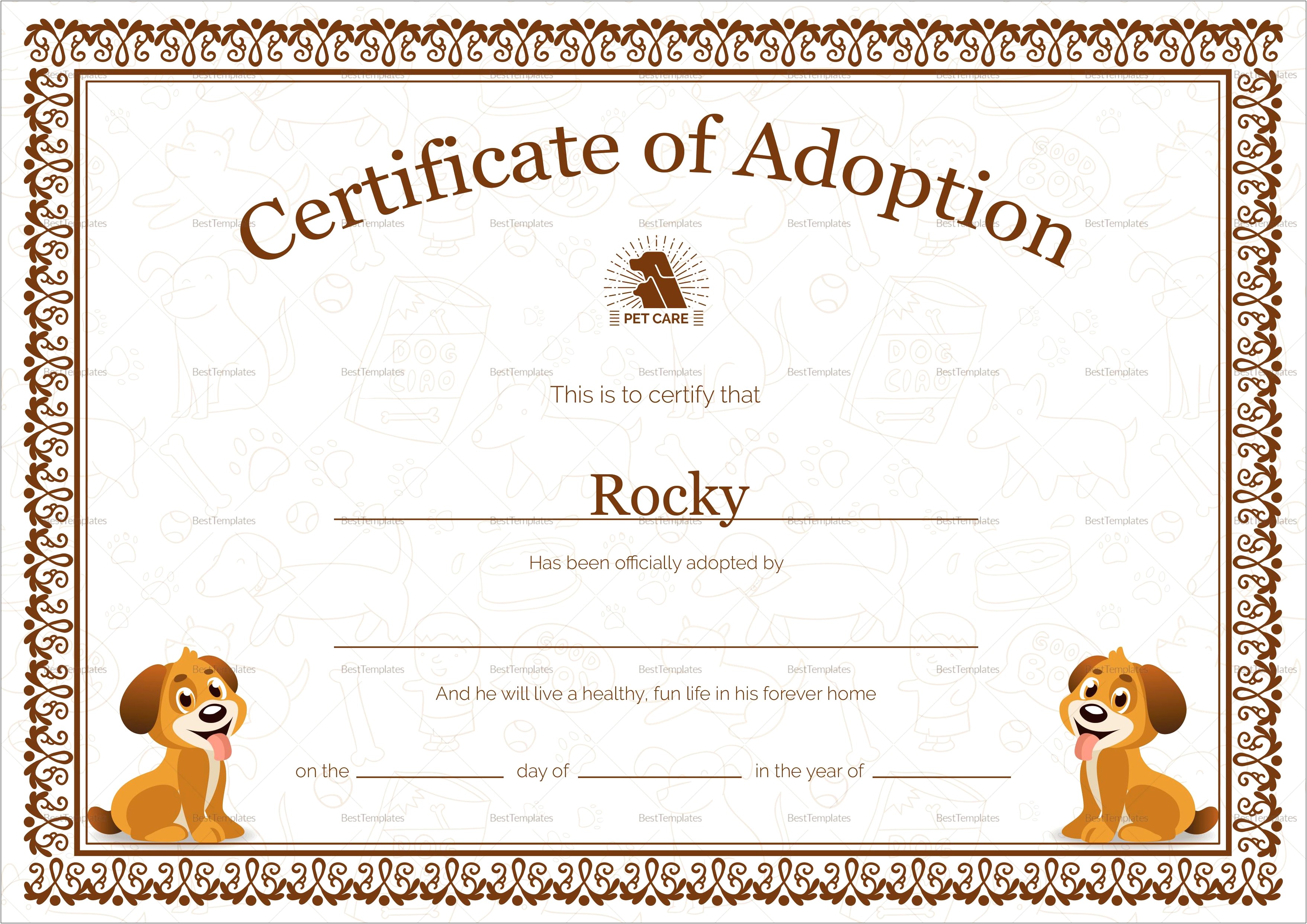 Free Birth Certificate Template For Pets