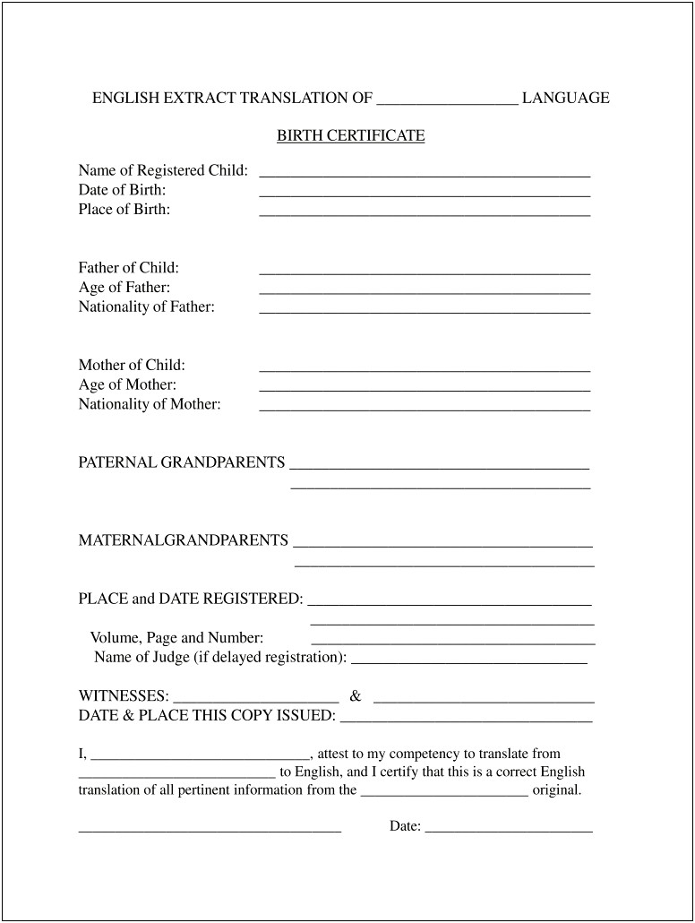 Free Birth Certificate Templates For Word