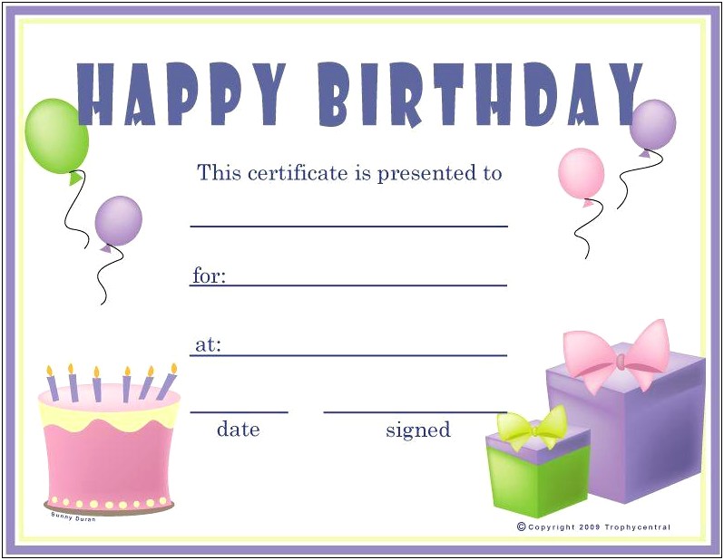 Free Birthday Certificate Templates For Word