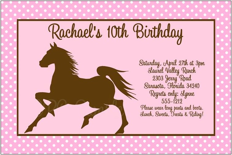 Free Birthday Invitation Templates Horse Rider