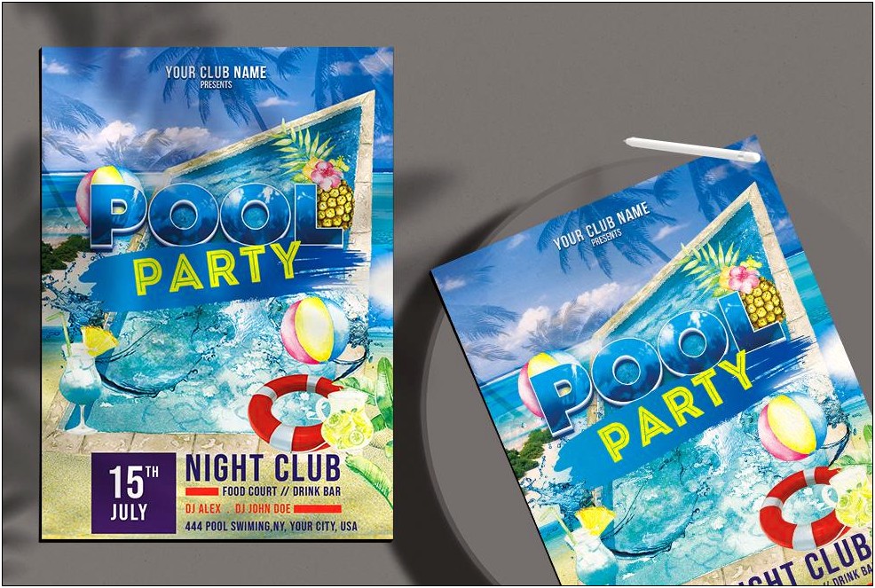 Free Birthday Party Flyer Templates Pool Party