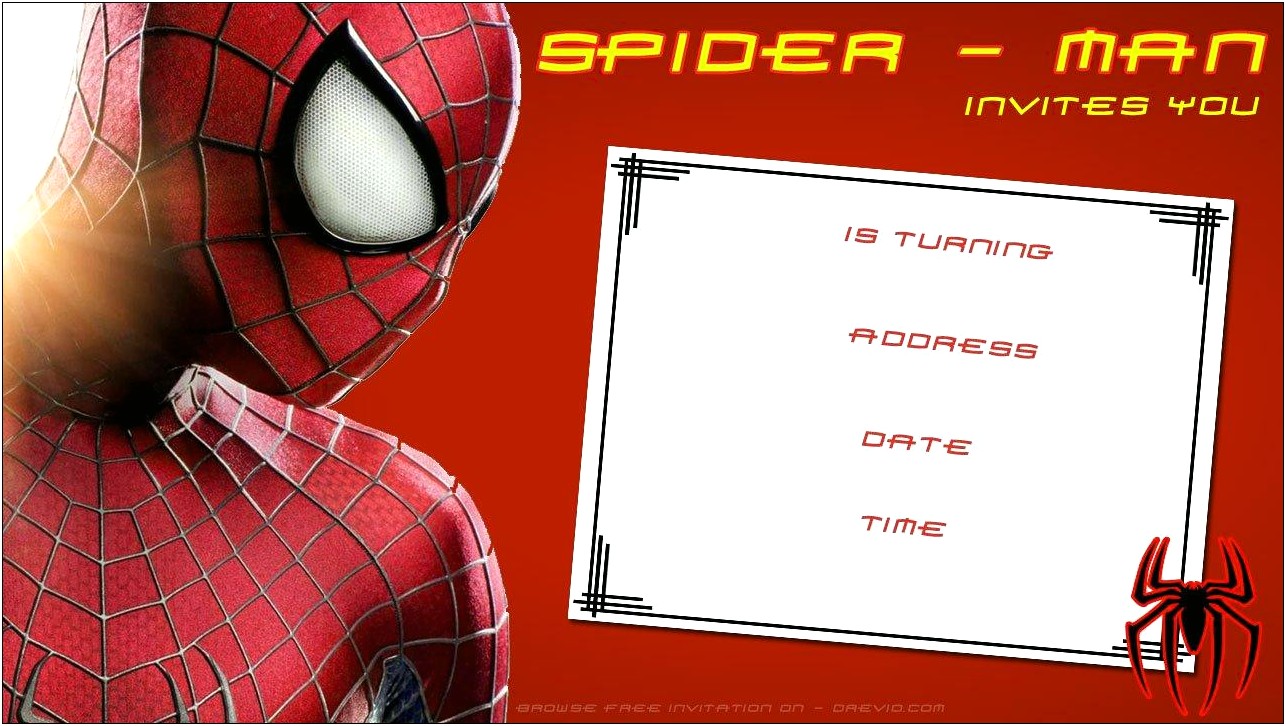 Free Birthday Party Invitation Template Spider Man