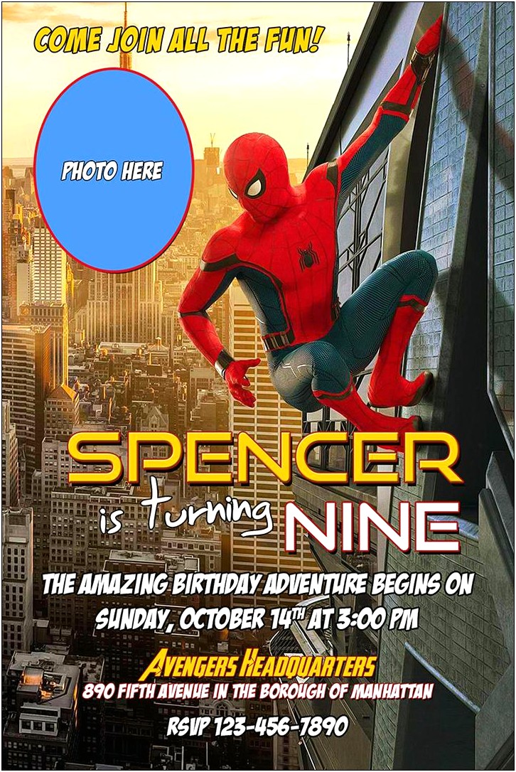 Free Birthday Party Invitation Template Spiderman