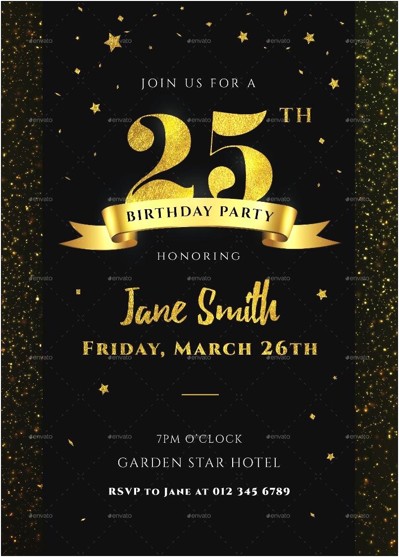 Free Black And Gold 65th Birthday Flyer Template