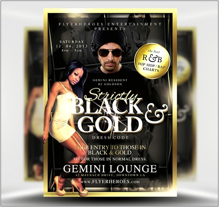 Free Black And Gold Birthday Flyer Template