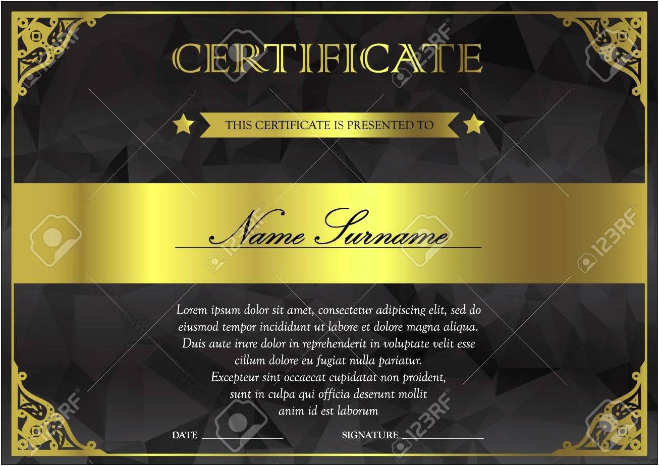 Free Black And Gold Certificate Template