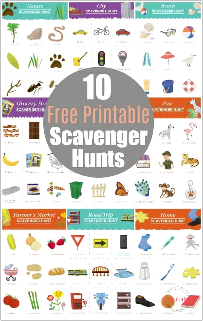 Free Bland Printable Scavenger Hunt Templates