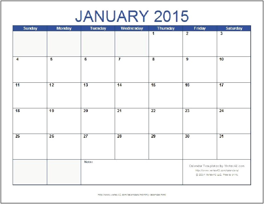 Free Blank 2020 Vacation Calendar Template