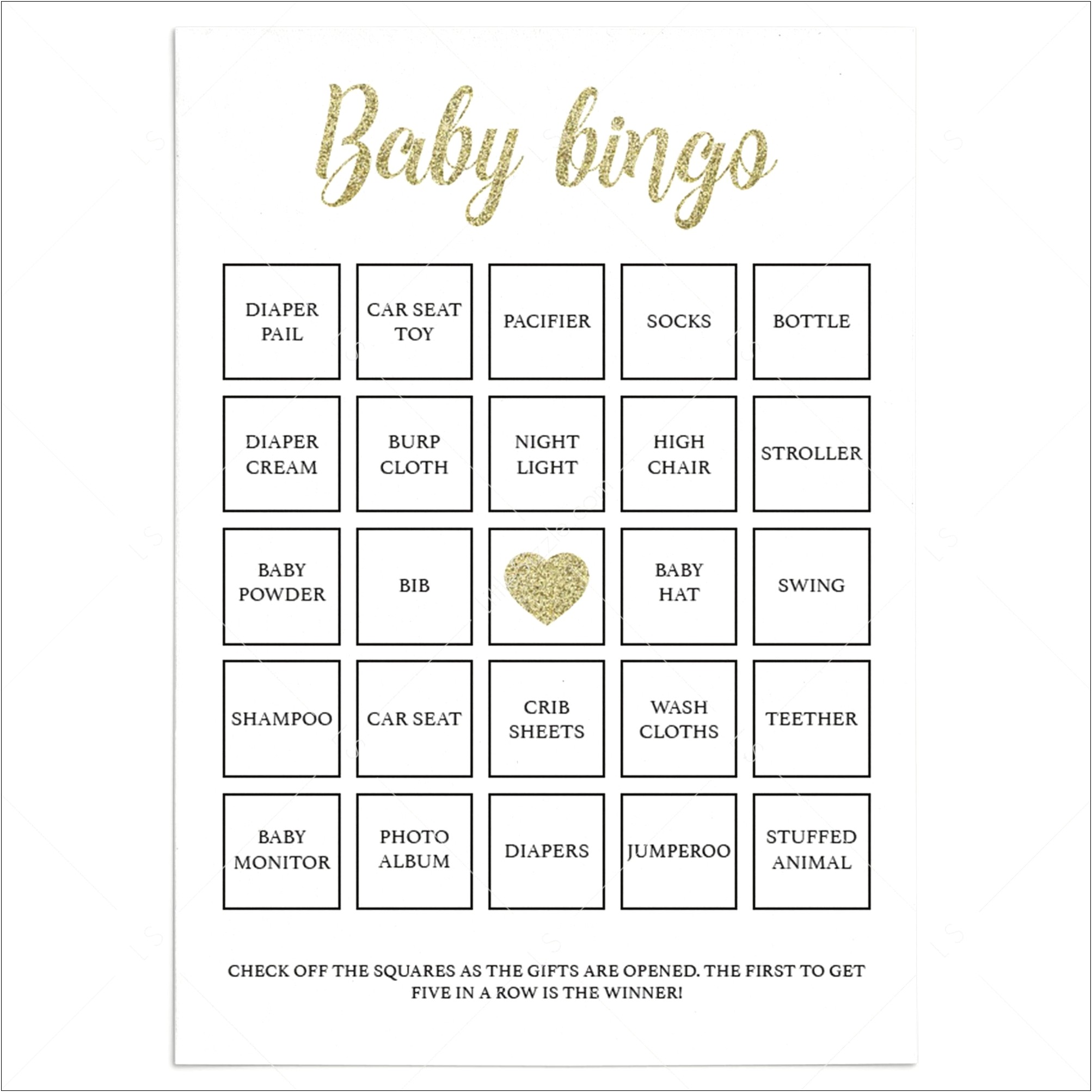 Free Blank Baby Shower Bingo Card Template